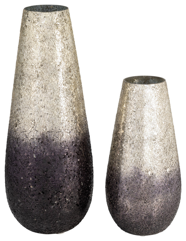 18" Crackled Vase, Gray Ombre