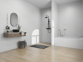 Vanity Art Alcove Soaking Acrylic Bathtub, White/Brushed Nickel, 60"x30", Right