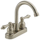 4" Centerset 2-Handle High-Arc Bathroom Faucet, Satin Nickel With Drain