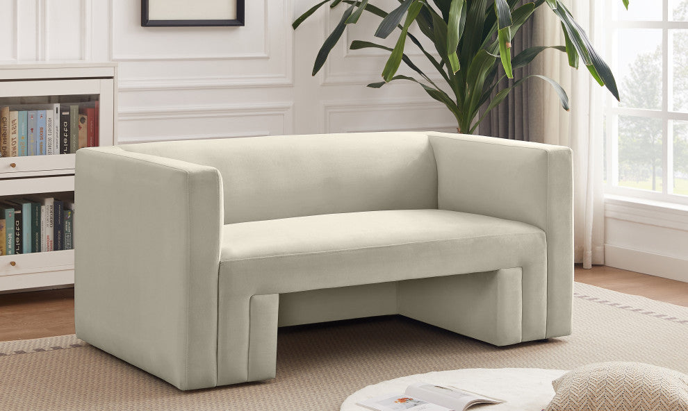 Henson Velvet Upholstered Loveseat, Cream