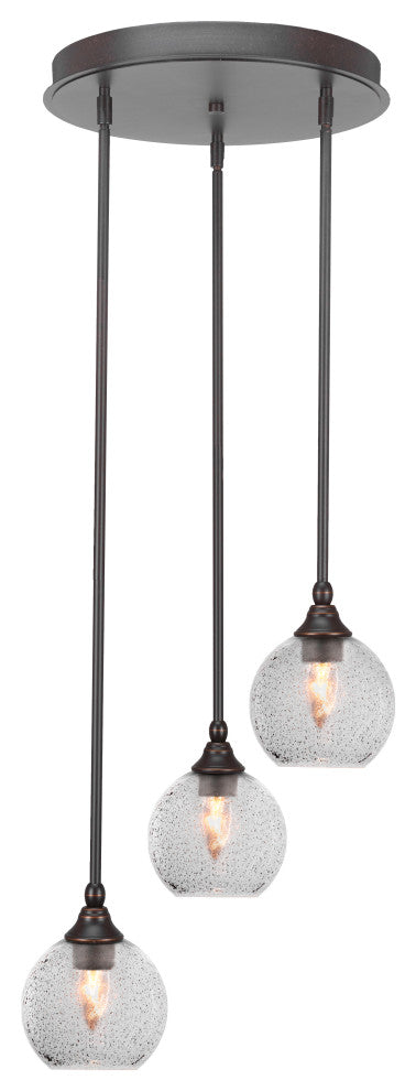 Empire 3-Light Cluster Pendalier, Dark Granite/Smoke Bubble