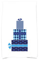 Gift Wrapped Holiday Geometric Print Kitchen Towel, Navy Blue