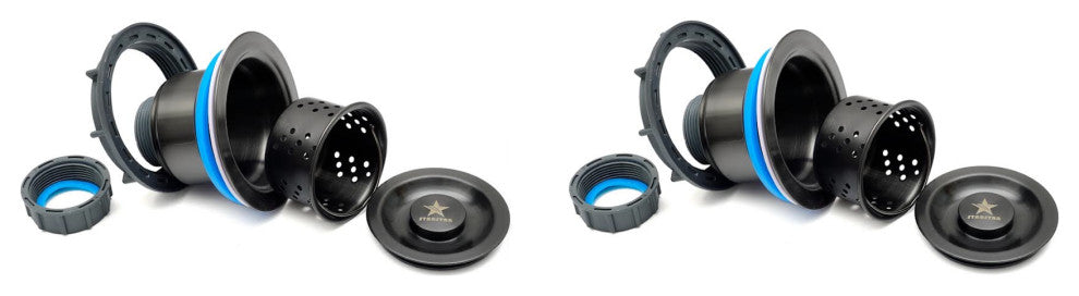 Starstar Kitchen Sink Drain Assembly 3.5" Sink Opening Strainer, Set of 2, Black