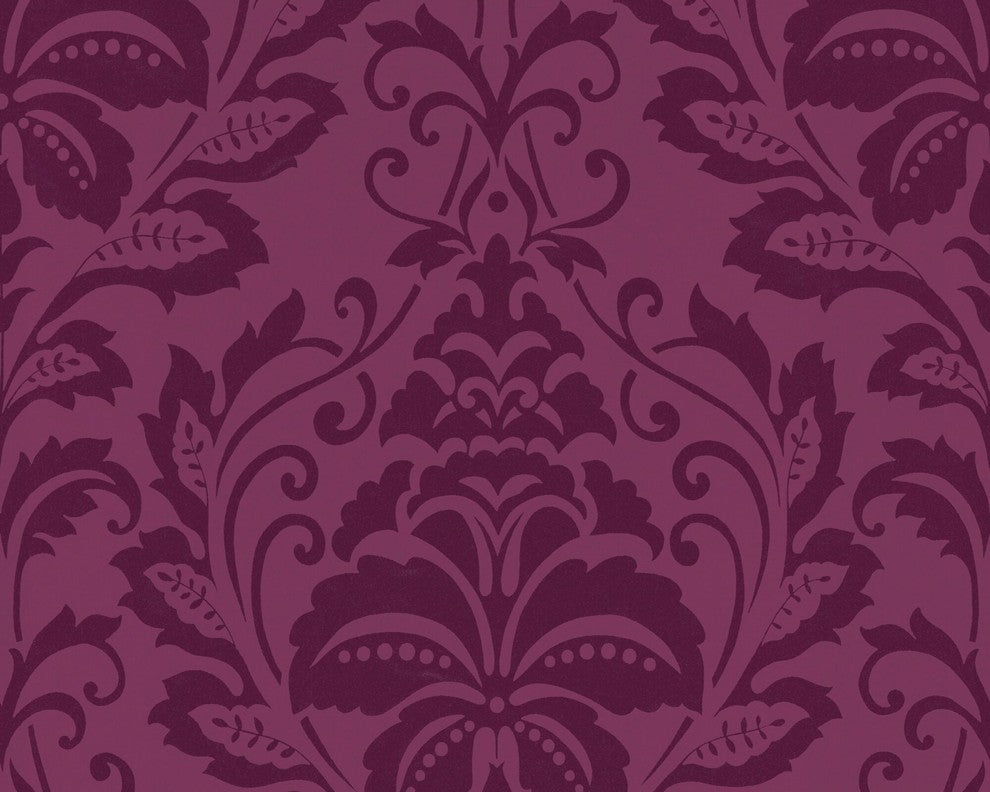 Flock 4, Glamour Baroque Flower Striped Gloss Embossed Bordeaux Wallpaper Roll