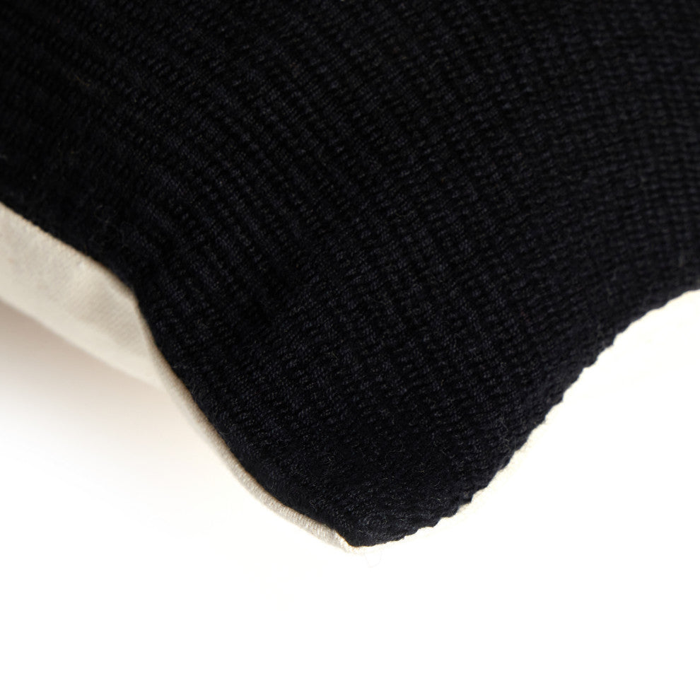 Handwoven Merido Pillow, Black, 14"x20"
