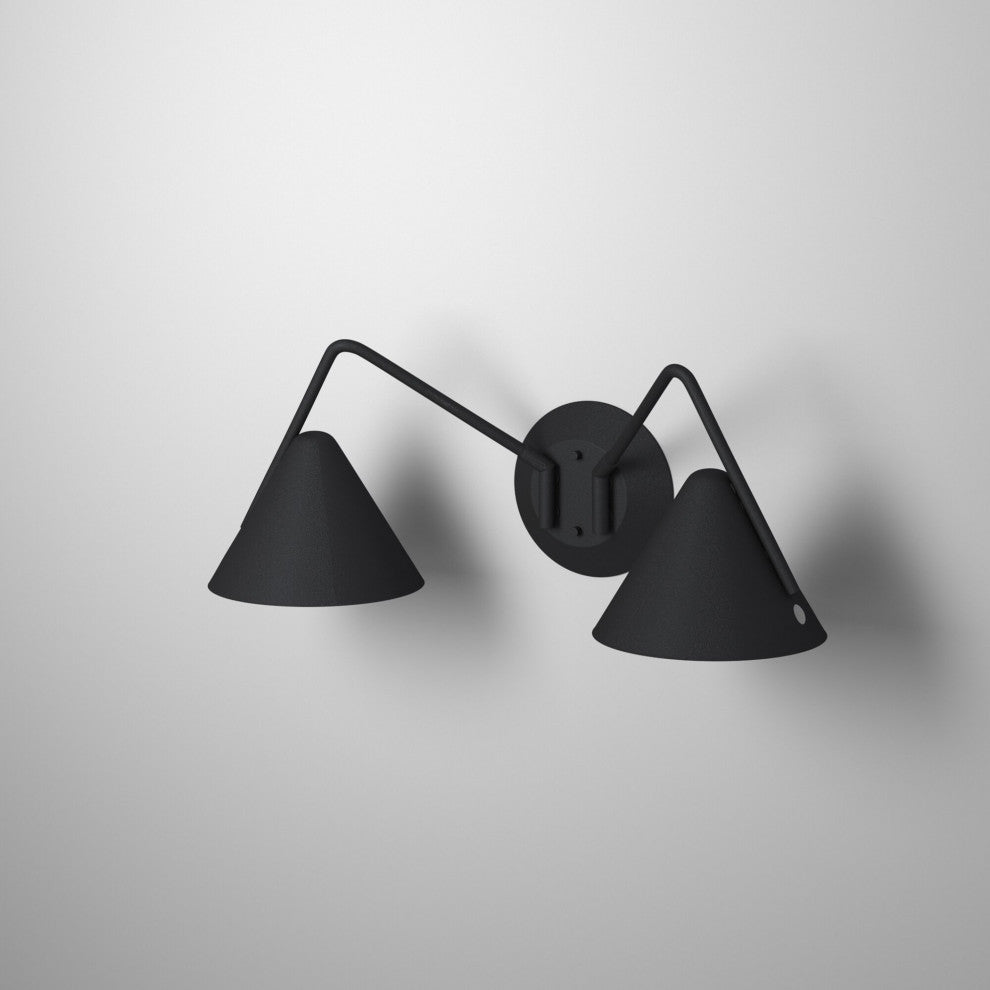 Zag - 2-Light LED Wall Sconce - Textured Matte Black Shade Finish