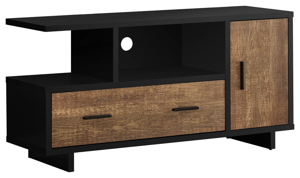 Tv Stand, 48 Inch, Storage Cabinet, Drawers, Laminate, Black, Brown