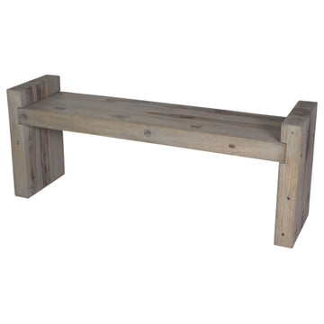 Haussmann Teak Block Bench 48 x 12 x 19 inch High KD Grey Oil