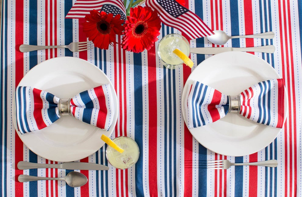 DII Patriotic Stripe Outdoor Tablecloth 60" Round