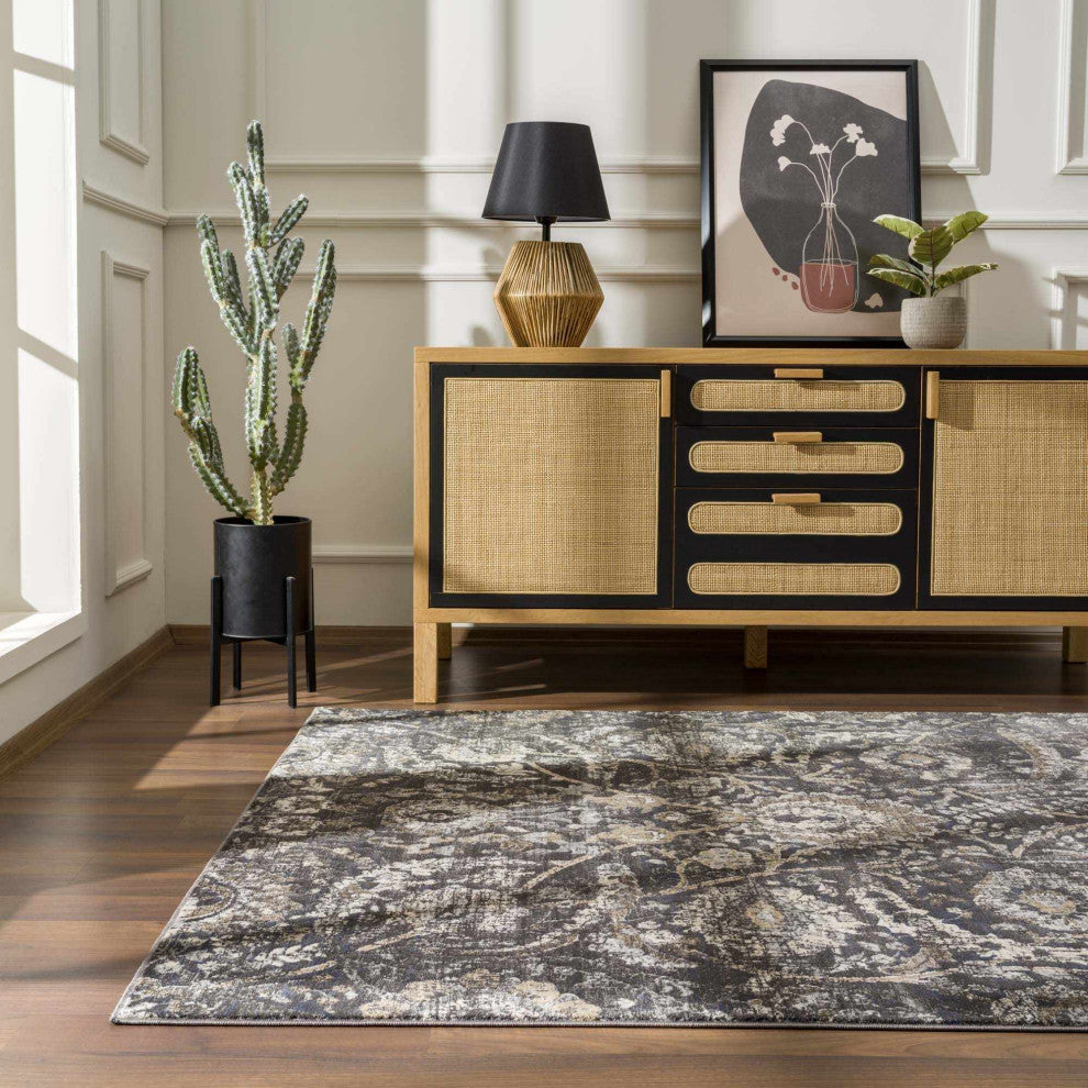Hauteloom Georgiana Charcoal Area Rug, 4'3"x5'7" Rectangle