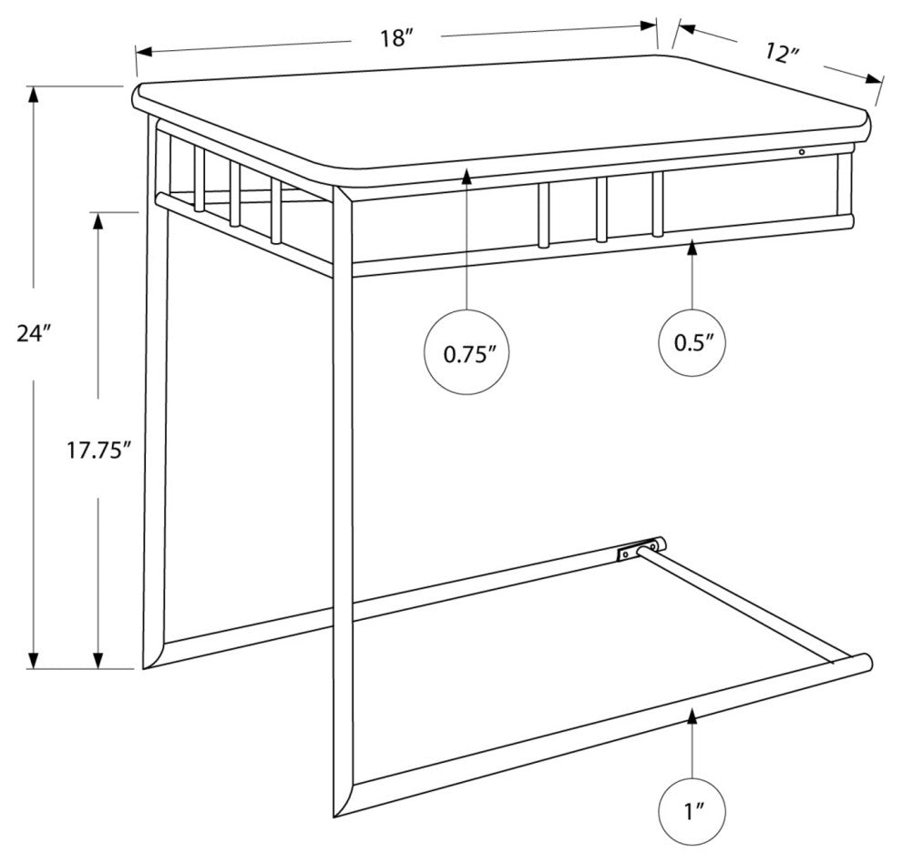 HomeRoots 18" x 12" x 24" Cappuccino Brown Mdf Metal Accent Table