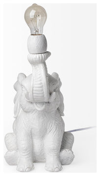 White Happy Baby Elephant Table or Desk Lamp