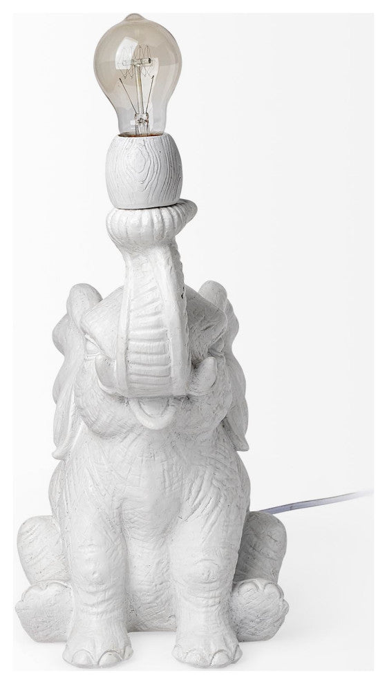 White Happy Baby Elephant Table or Desk Lamp