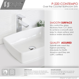 STYLISH 19" White Rectangular Ceramic Vessel Bathroom Sink