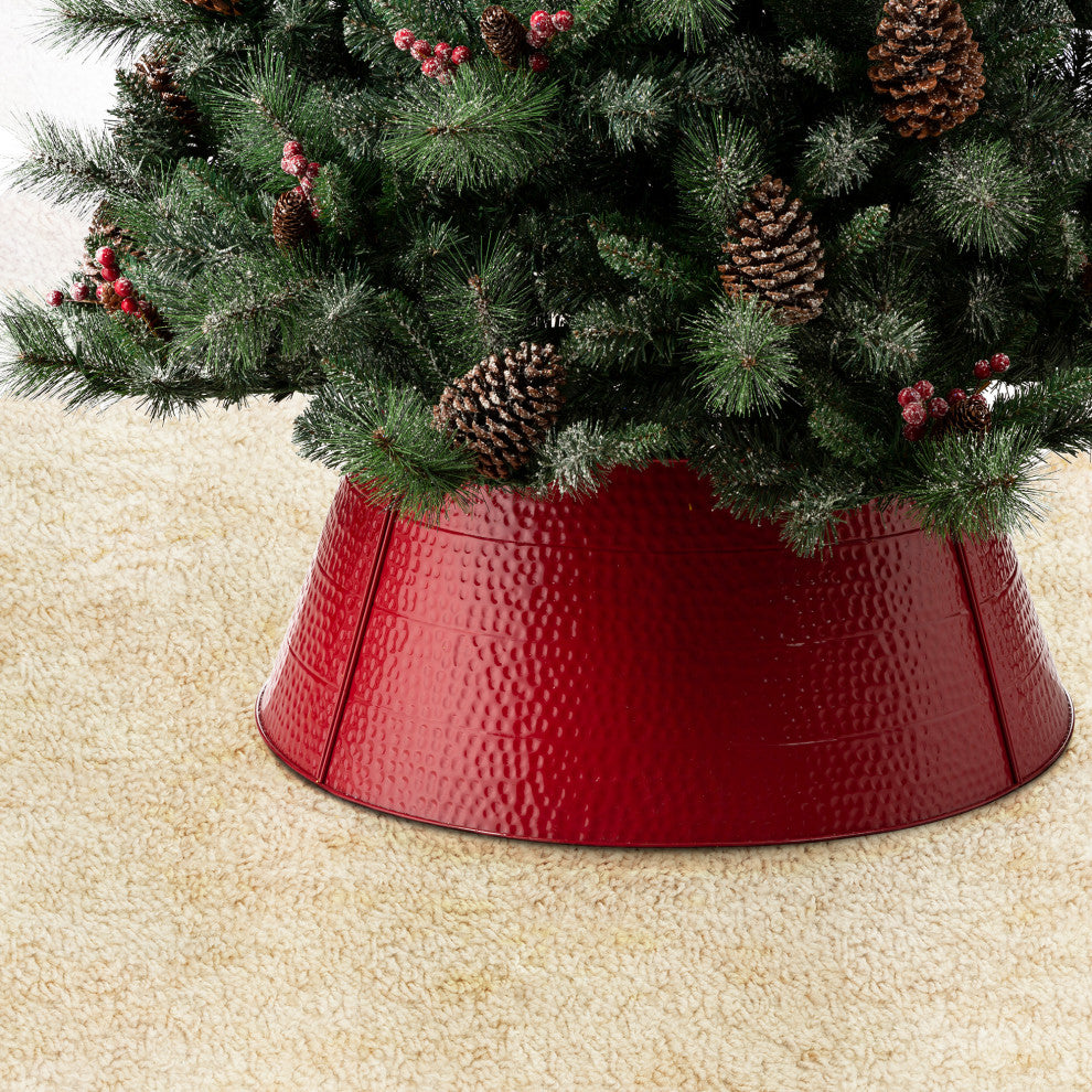 26"D Red Hammer-harden Metal Tree Collar