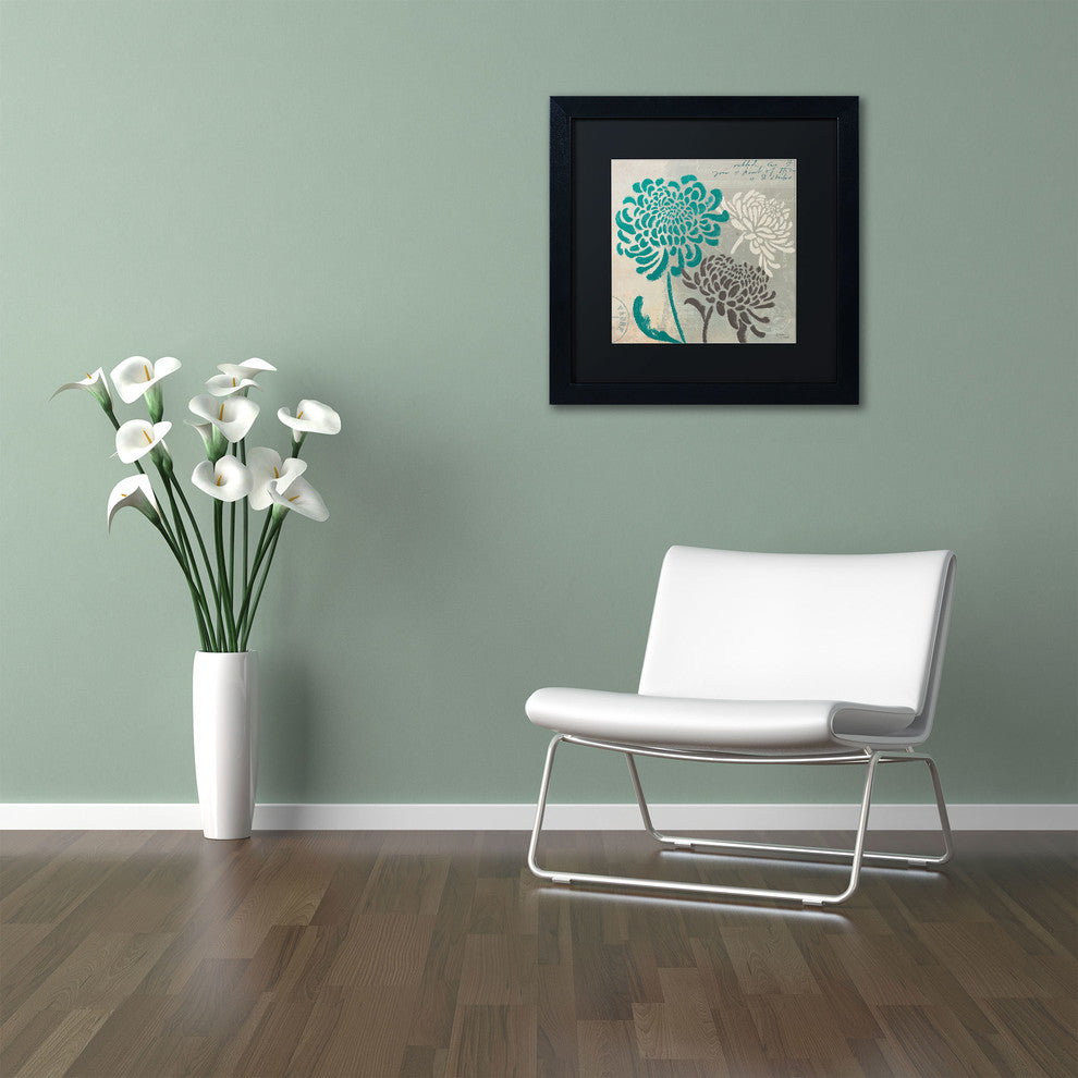 'Chrysanthemums I' Matted Framed Canvas Art by Wellington Studio