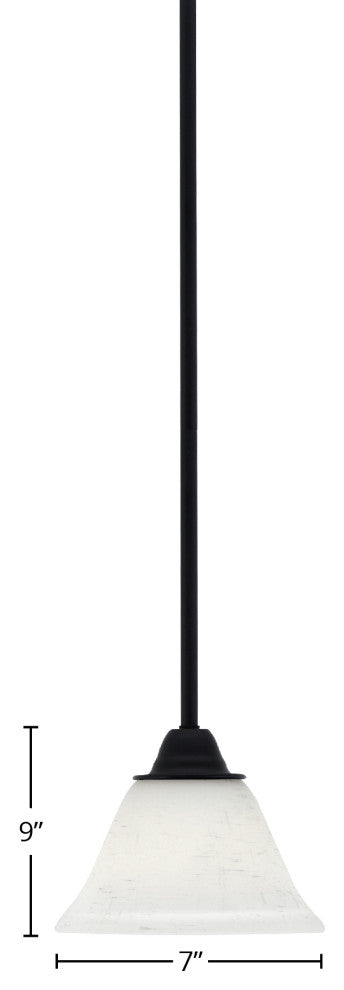 Paramount Mini Pendant, Matte Black, 7" White Muslin Glass