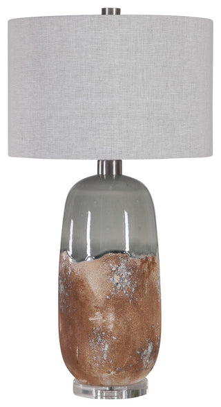 Uttermost Maggie Ceramic Iron and Fabric Table Lamp in Terracotta Rust Brown