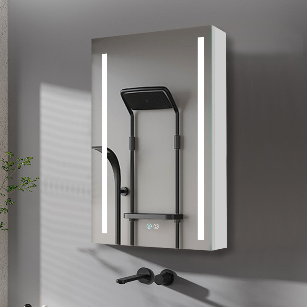 20 in. W x 30 in. H Aluminum Surface Mount Medicine Cabinet with Lighted Mirror