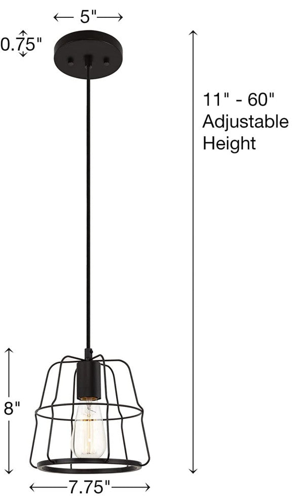 Industrial Farmhouse Mini Cage Pendant Light Black Hanging Lamp