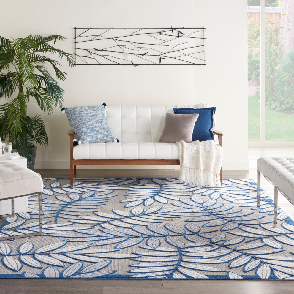 Nourison Aloha 12' x 15' Ivory/Navy Tropical Area Rug
