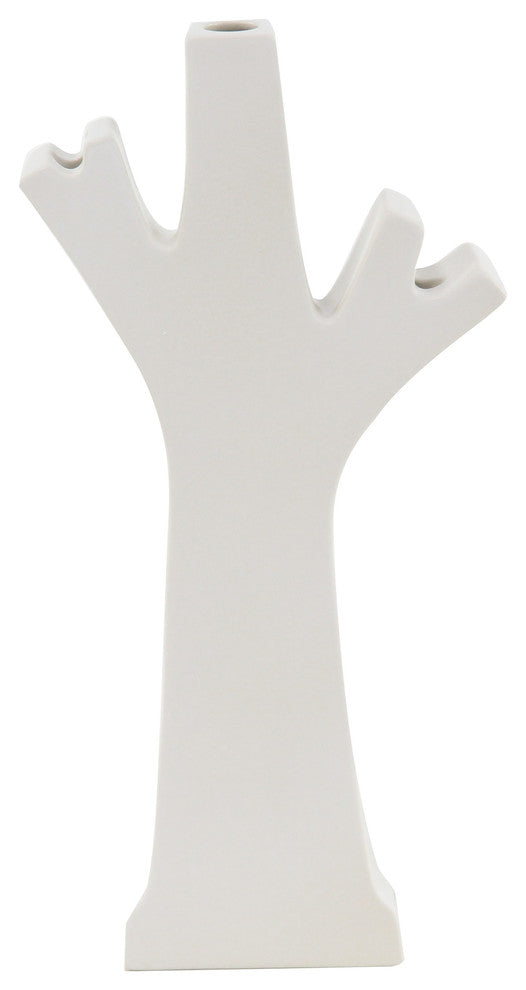 Craftsman Tree-Shaped Ceramic Vase, White