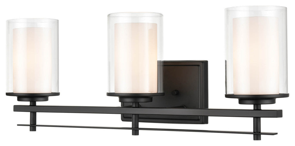 Huderson Collection 3-Light 23" Matte Black Bathroom Vanity Light
