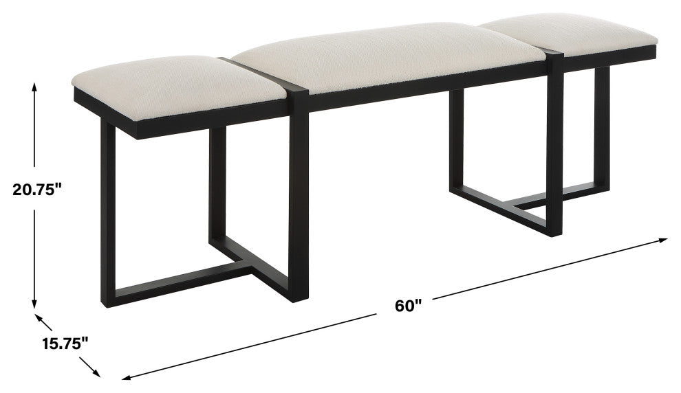 Triple Cloud Modern Upholstered Bench