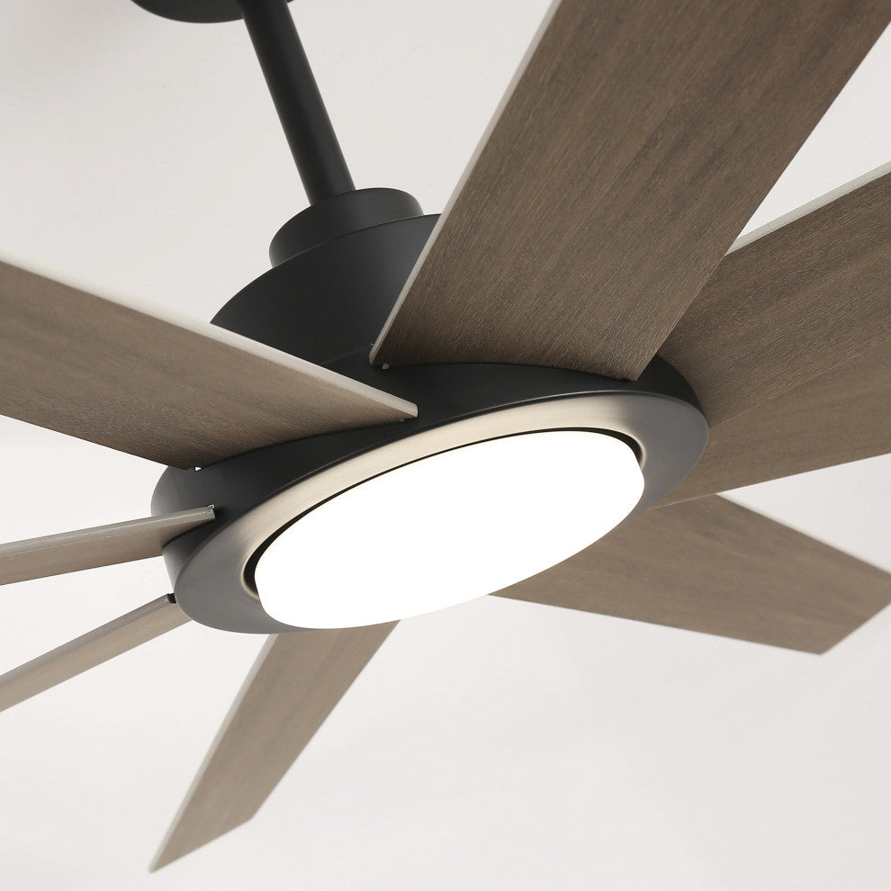 60-inch Industrial 8-Blades Black LED Ceiling Fan with Remote