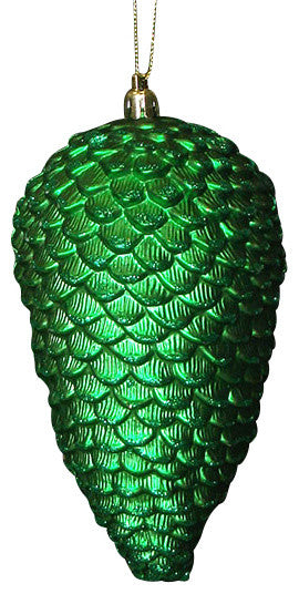 Shatterproof Glitter Pine Cone Christmas Ornaments, Set of 6, Xmas Green