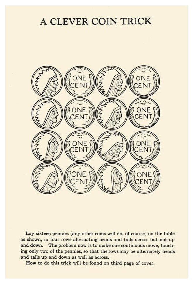"A Clever Coin Trick - 16 Pennies" Digital Paper Print by Retromagic, 22"x32"
