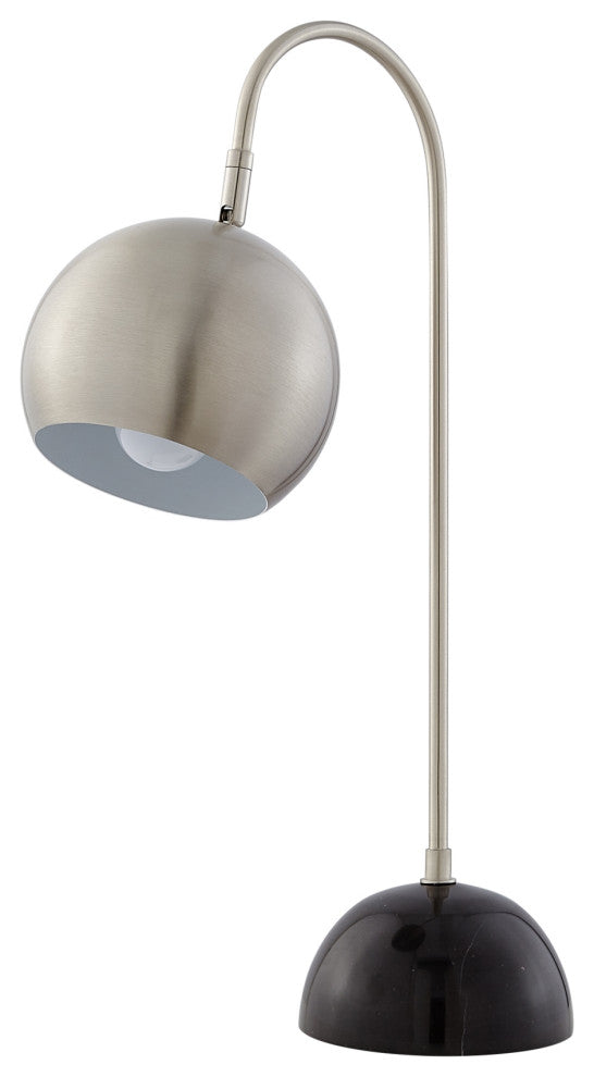 Inspired Home Harlynn Table Lamp, Marble Stone Base, Stainless Steel
