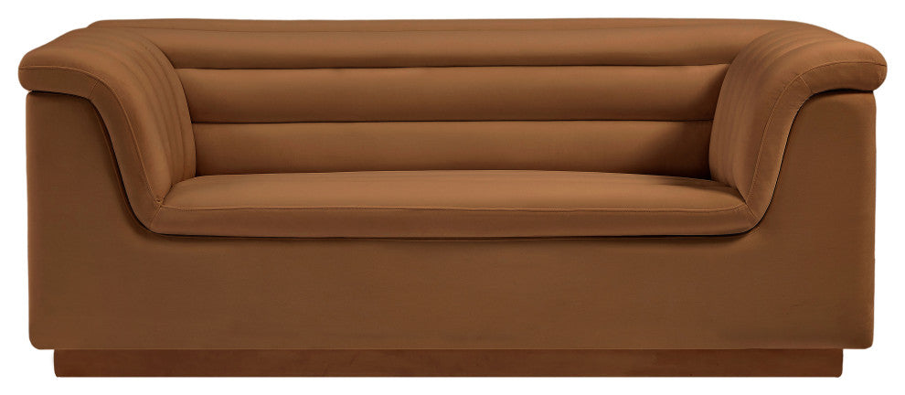Cascade Upholstered Set, Saddle, Velvet, Loveseat