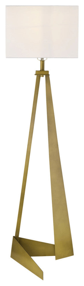 60" Brass Traditional Shaped Floor Lamp With White Novelty Shade