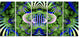 Green Magical Fairy Pattern, Floral Canvas Art Print, 60"x28", 5 Panels