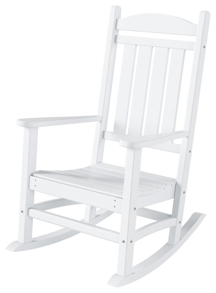 WestinTrends 2PC Outdoor Patio HDPE Adirondack Porch Rocking Chair Set, White