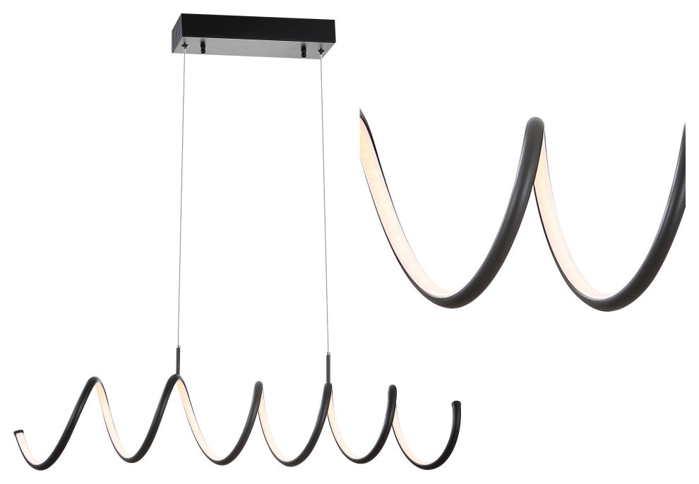 Ali 31" Dimmable Adjustable Integrated LED Metal Linear Pendant, Chrome, Black