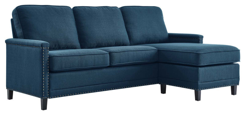 Sofa, Fabric, Navy Blue, Modern, Living Lounge Room Hotel Lobby Hospitality