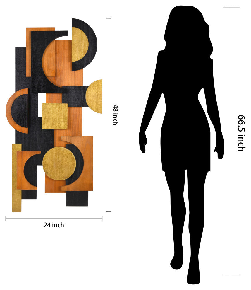 "Amber Embraces I" Hand Made Wood Abstracts Wall Art, Ap-101b-4824-01