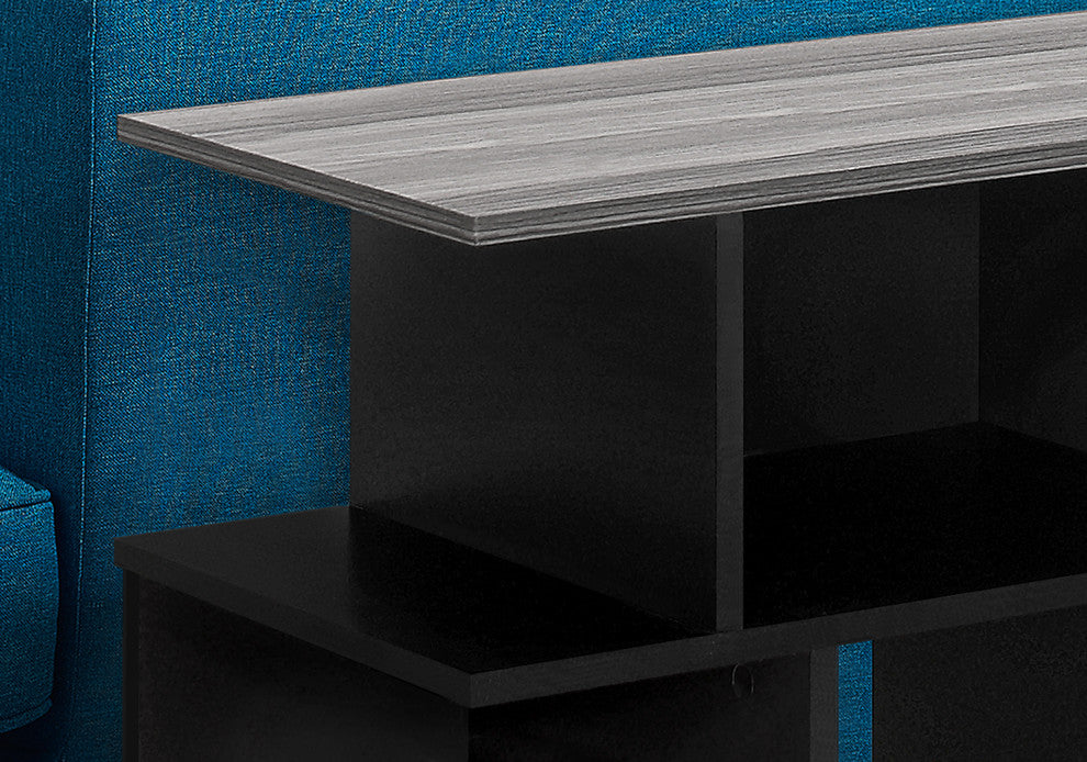 Accent Table, Side, End, Nightstand, Lamp, Laminate, Black, Grey