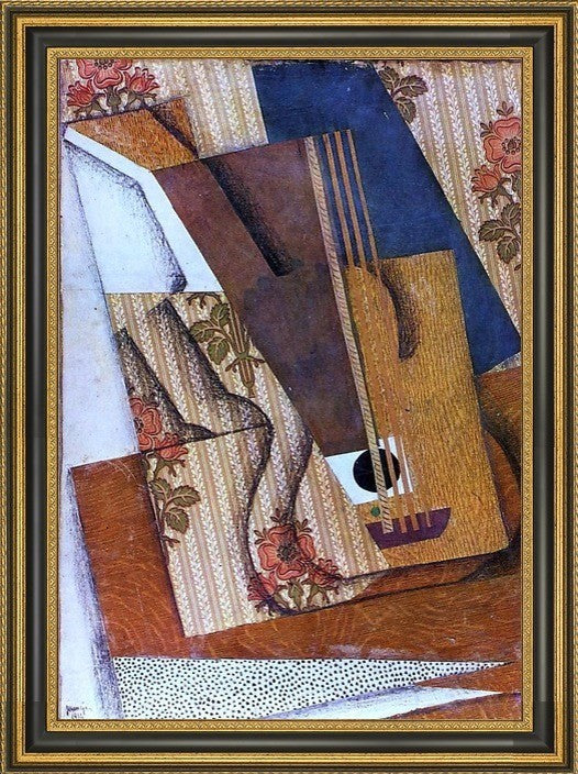 Juan Gris The Guitar - 16" x 24" Framed Premium Canvas Print