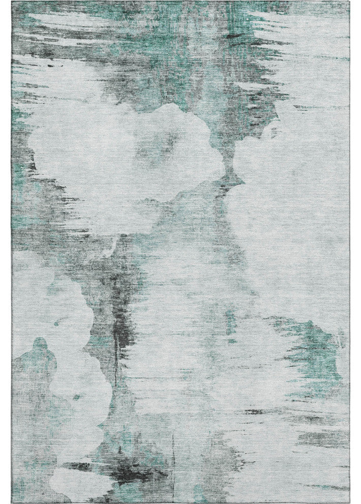 Premium Machine Washable Mayfield AMF710 Teal 9' x 12' Rug