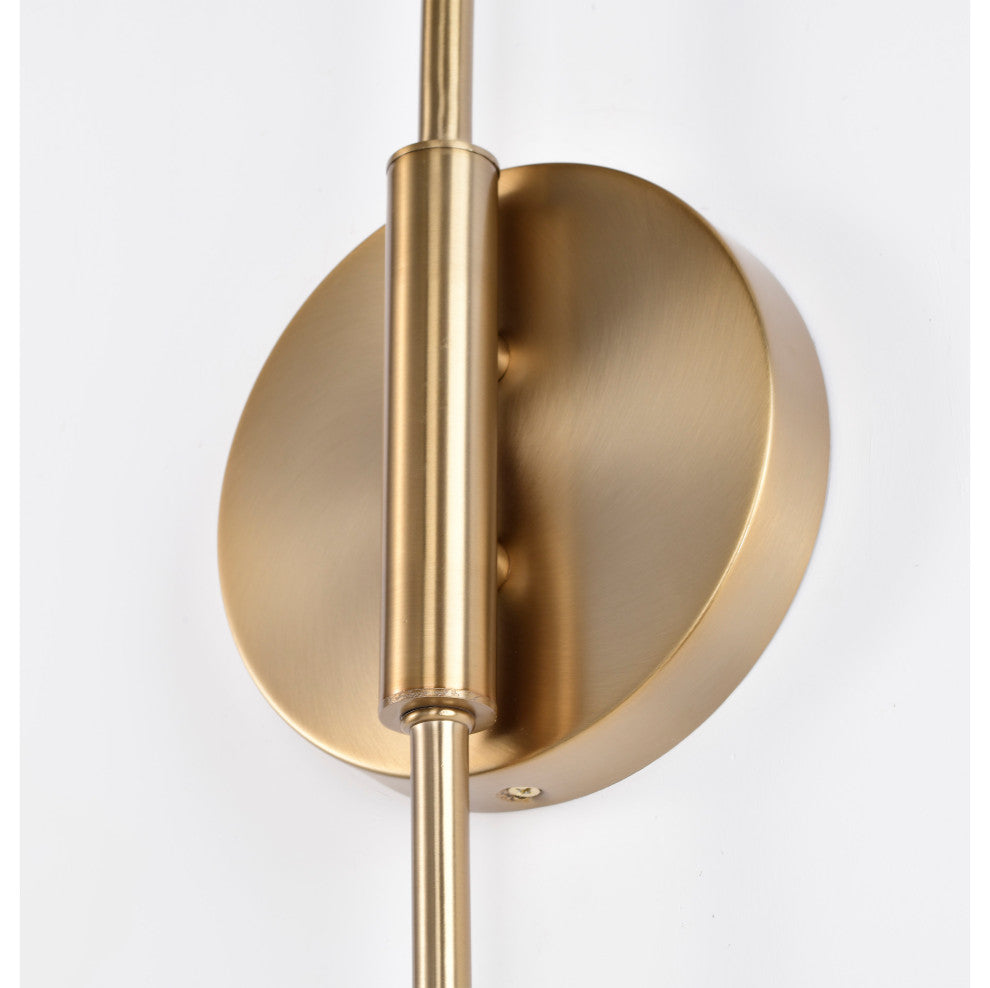 Trilby 2-Light Wall Sconce, Matte White With Burnished Brass