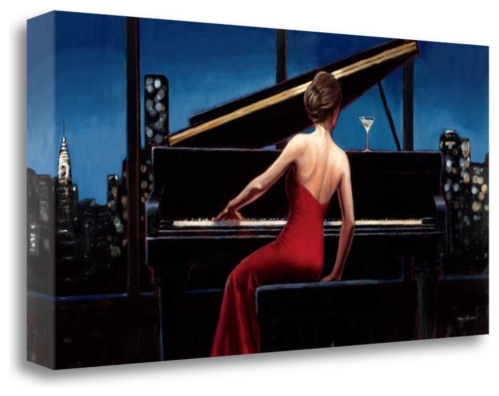 "Lady In Red" By Marco Fabiano,Ready to Hang Giclee Print on Gallery Wrap Canvas