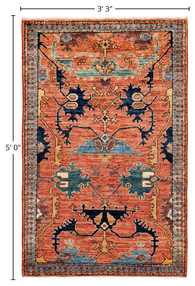 Serapi One-of-a-Kind Hand-Knotted Area Rug Red, 3'3" x 5'0"