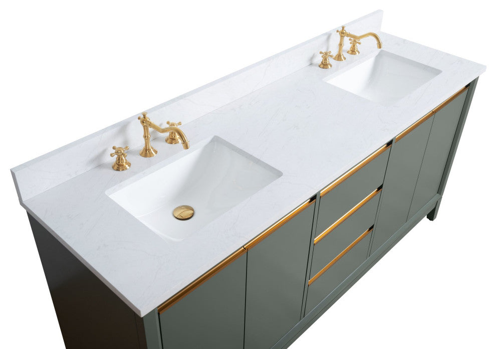 Vanity Art Bathroom Vanity With Sink, Vintage Green, 72" Double
