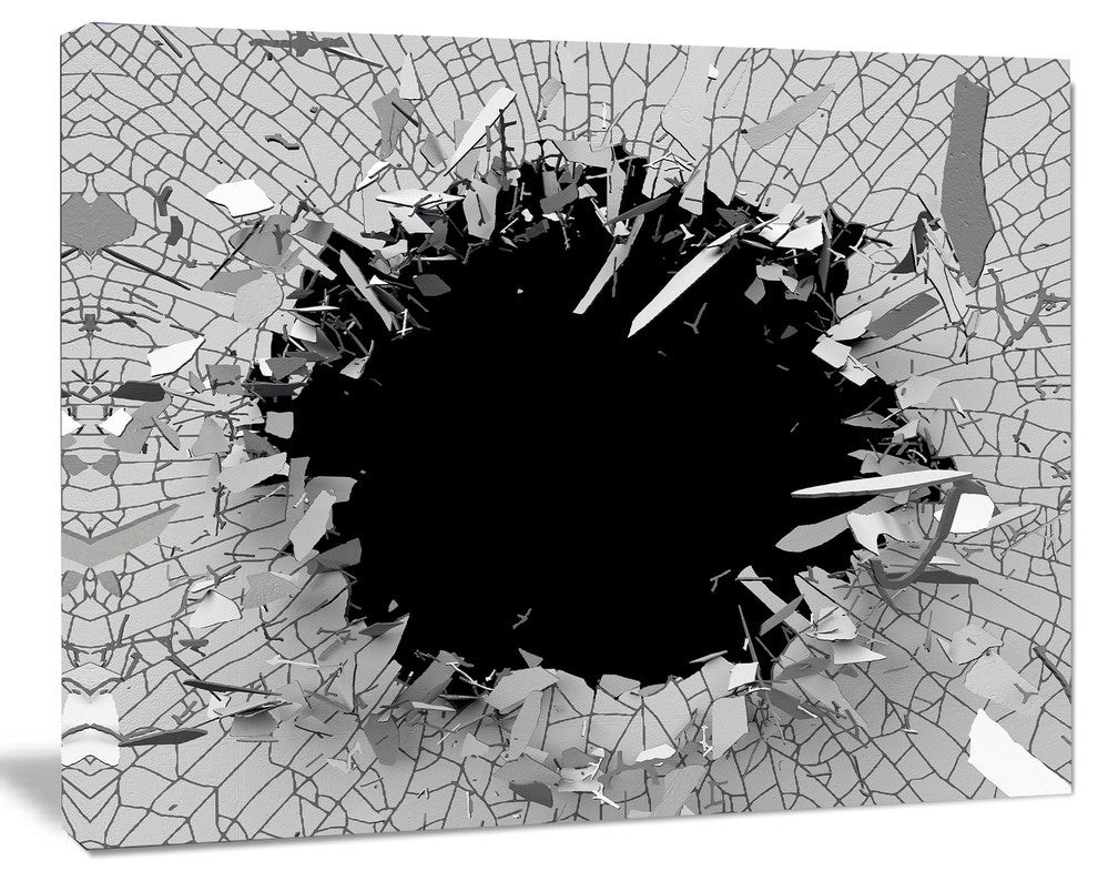 Abstract Broken Wall 3D Design, Abstract Canvas Wall Art, 40"x30"