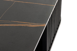 Modrest Chip Modern Black Ceramic + Black Ash Square Coffee Table