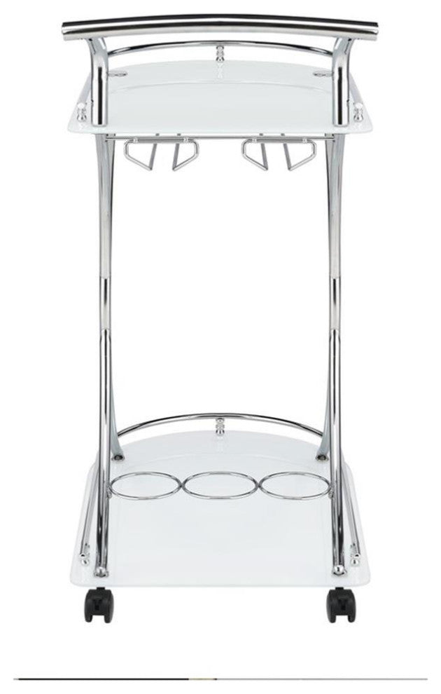 Coaster Elfman Contemporary Metal 2-shelve Serving Cart in Chrome and White