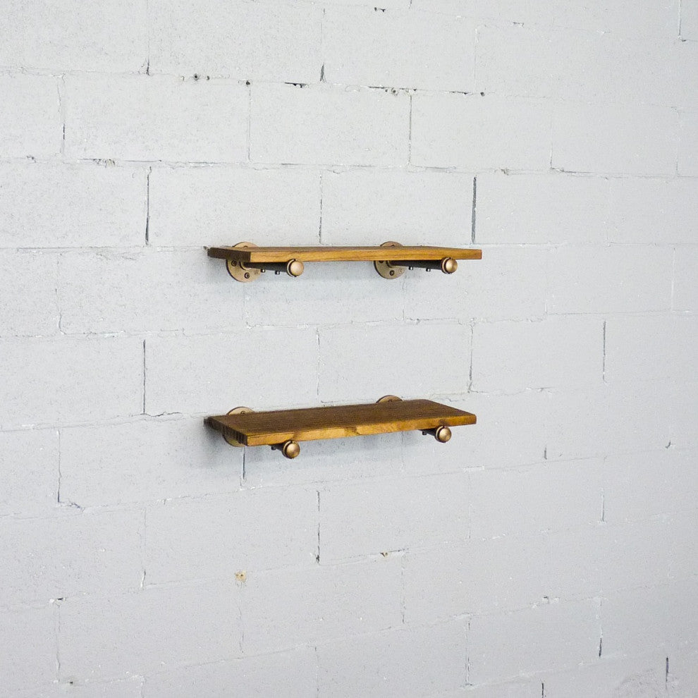 Honolulu 2-Piece Industrial Farmhouse 18" Shelf Set, Rustic Bronze